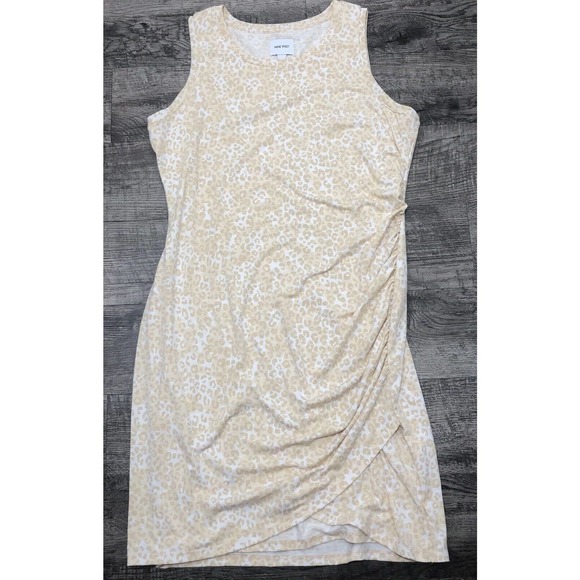 Nine West Dresses & Skirts - Nine West Bodycon Sz XL Dress Beige Tan Animal Print Womens Midi Side Ruched E2